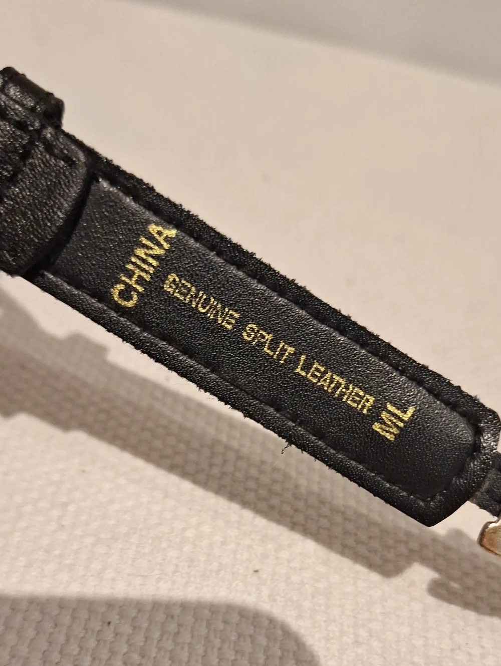 Black Leather Women’s Decorative Split Leather Belt with Gold-Tone Accents